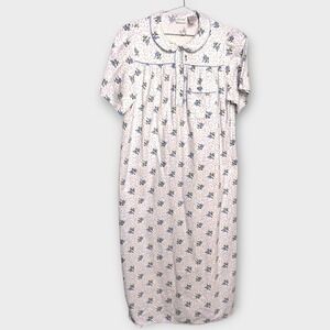 Vtg Adonna Womens Nightgown Sz M Floral Print Short Sleeve Loungewear Grannygown